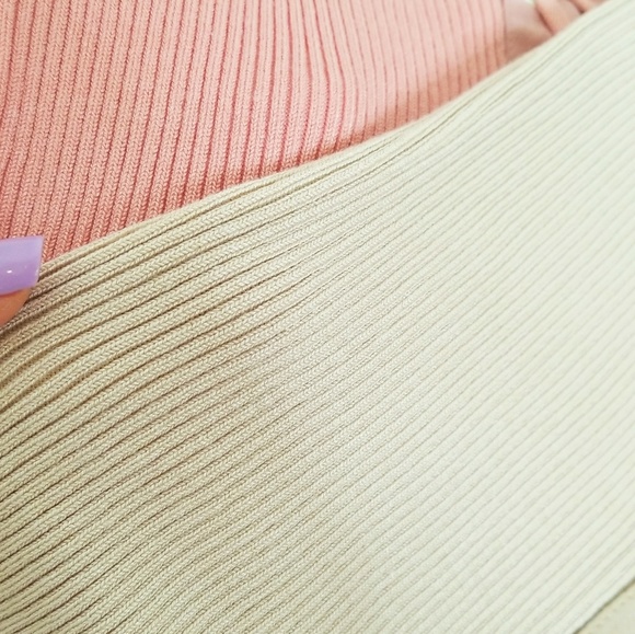 Ribbed Lace Up Midi Style Skirt Nude - Picture 4 of 6